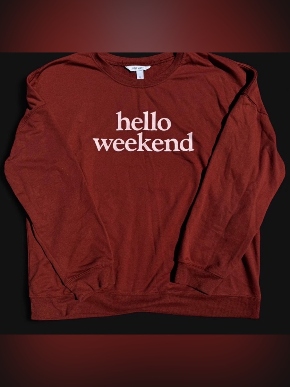 Nine West Rust Red 'hello weekend' Crewneck Sweater